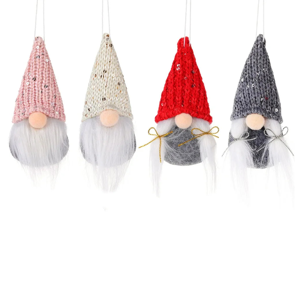 Christmas Gnome Hanging Ornaments – Small Santa Decorations for Tree & Home