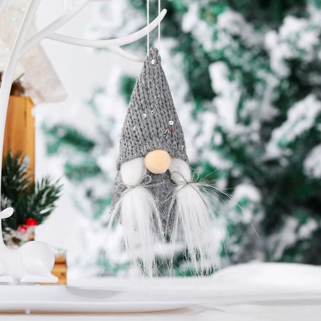 Christmas Gnome Hanging Ornaments – Small Santa Decorations for Tree & Home
