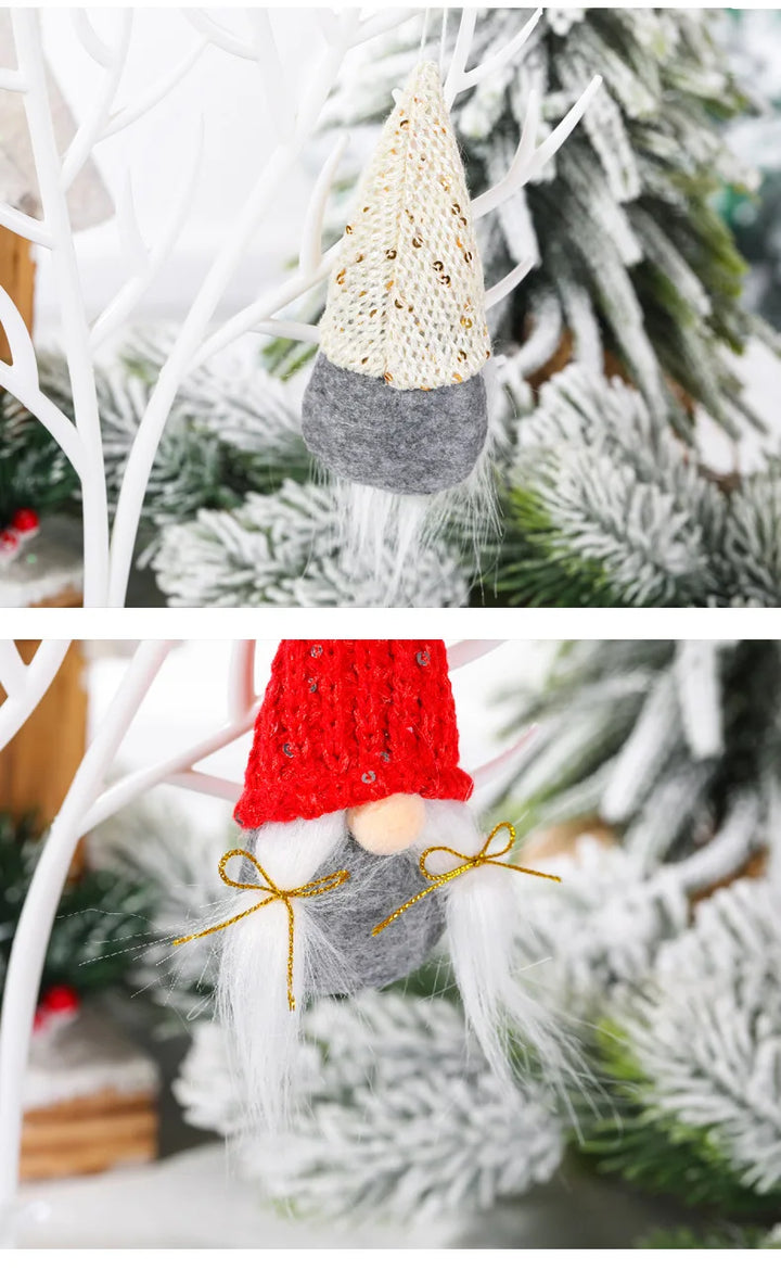 Christmas Gnome Hanging Ornaments – Small Santa Decorations for Tree & Home