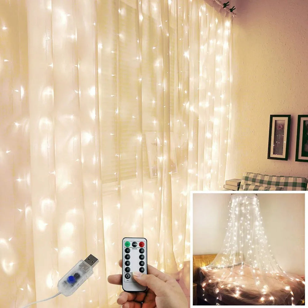 3M LED Curtain String Christmas Fairy Lights - XmasTree Online