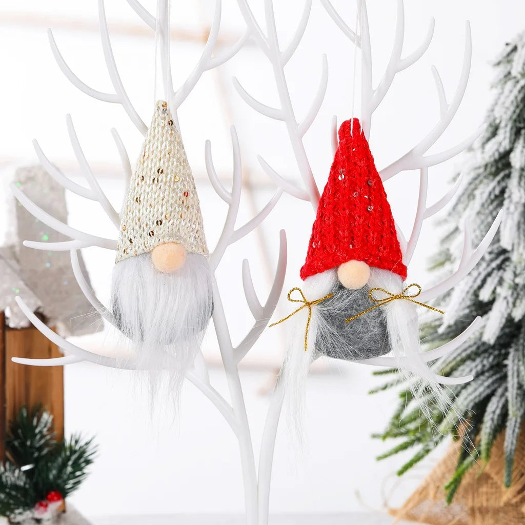 Christmas Gnome Hanging Ornaments – Small Santa Decorations for Tree & Home