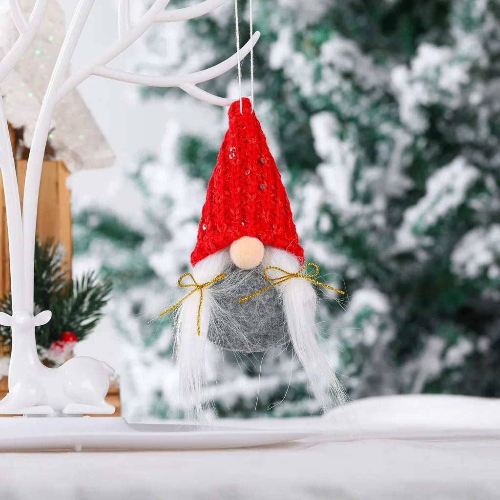 Christmas Gnome Hanging Ornaments – Small Santa Decorations for Tree & Home