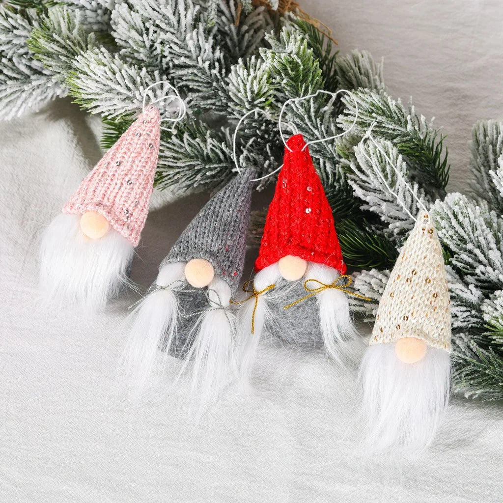 Christmas Gnome Hanging Ornaments – Small Santa Decorations for Tree & Home