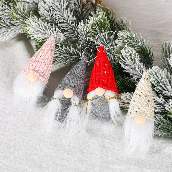 Christmas Gnome Hanging Ornaments – Small Santa Decorations for Tree & Home
