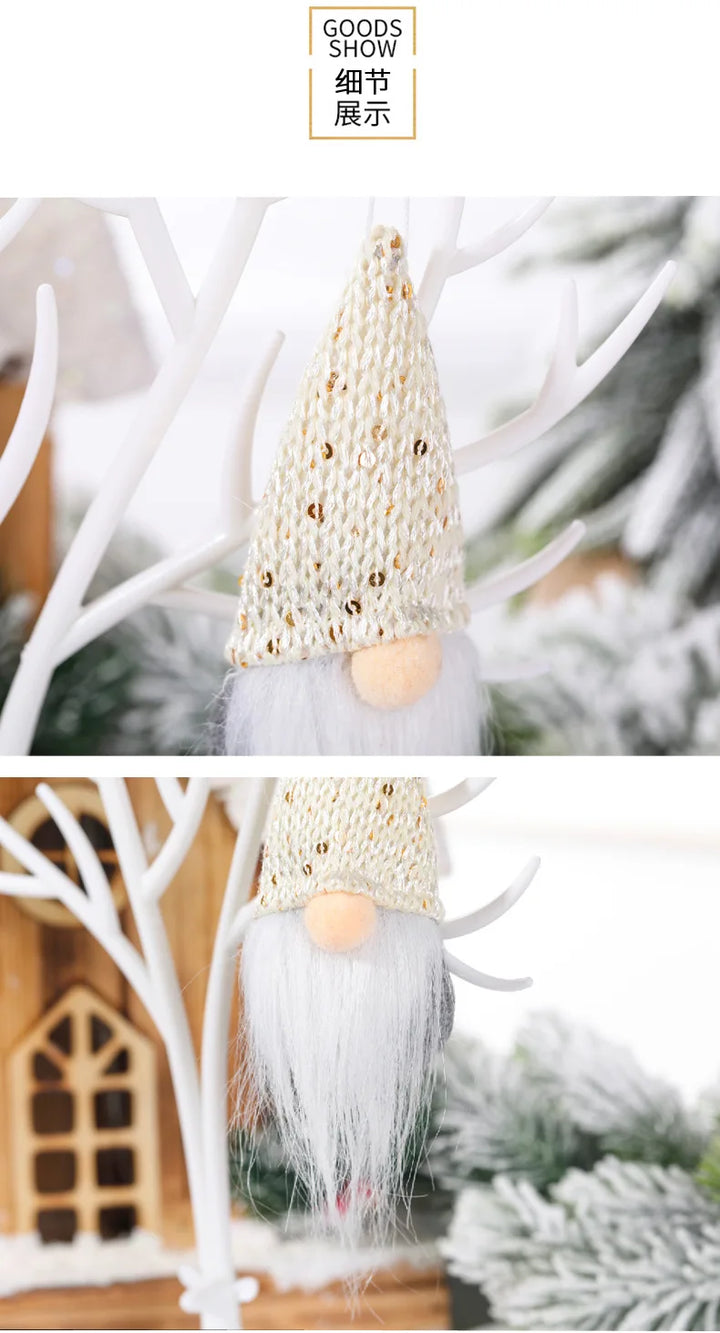 Christmas Gnome Hanging Ornaments – Small Santa Decorations for Tree & Home