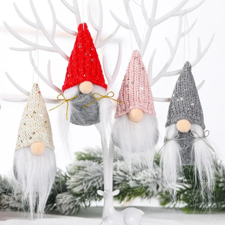 Christmas Gnome Hanging Ornaments – Small Santa Decorations for Tree & Home