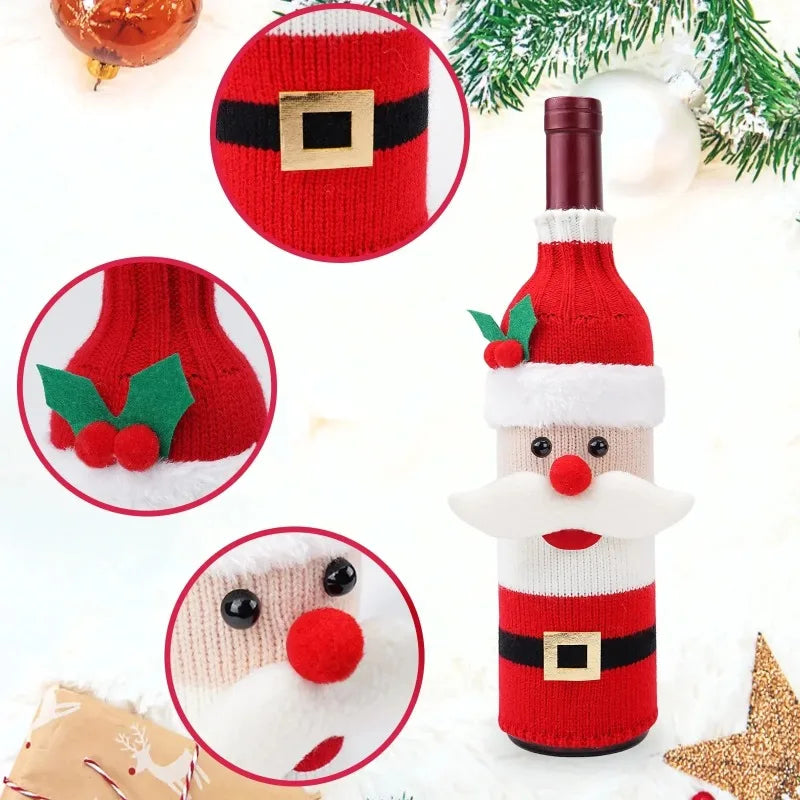 Christmas Wine Bottle Covers – Santa & Snowman Holiday Decor Bags