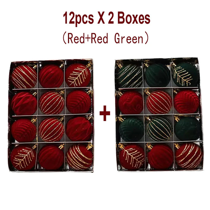 6/12pcs 6cm Christmas Ball Ornaments – Wine Red, Dark Green & White Shatterproof Tree Decorations
