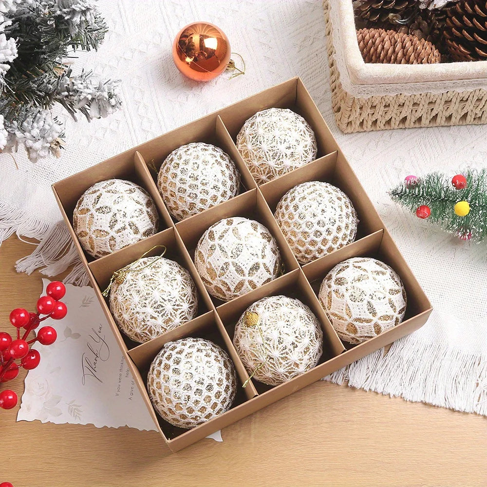 9pcs 8cm Colorful Christmas Ball Ornaments – Shatterproof Tree Decorations