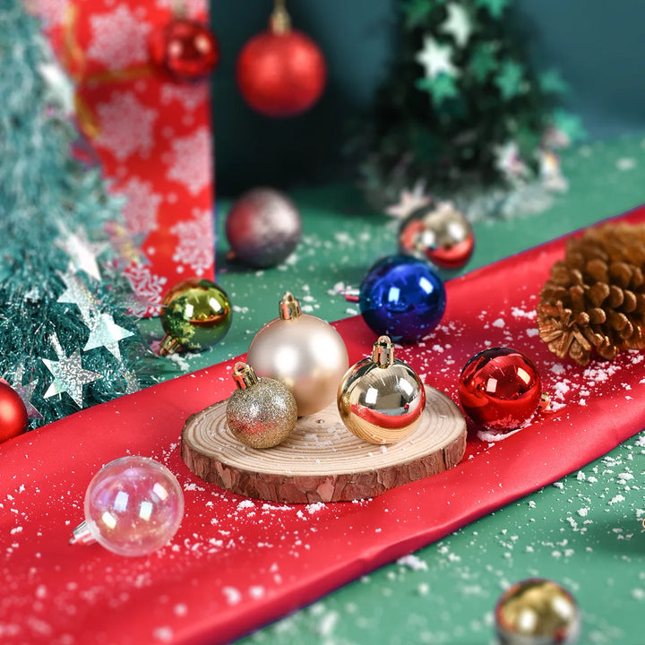 24pcs 3cm Christmas Tree Ornaments – Mini Hanging Ball Decorations