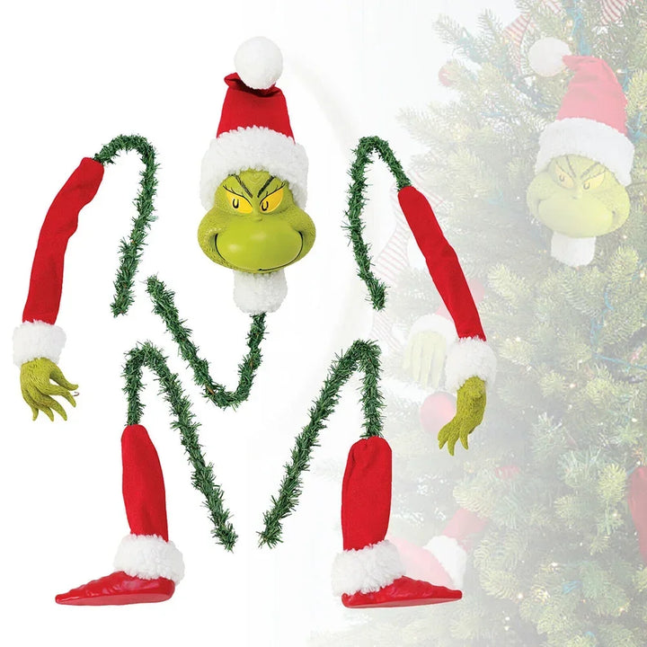 Grinch & Elf Christmas Tree Topper – Head, Arms & Legs Decoration for Xmas Tree & Party