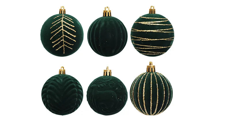 6/12pcs 6cm Christmas Ball Ornaments – Wine Red, Dark Green & White Shatterproof Tree Decorations