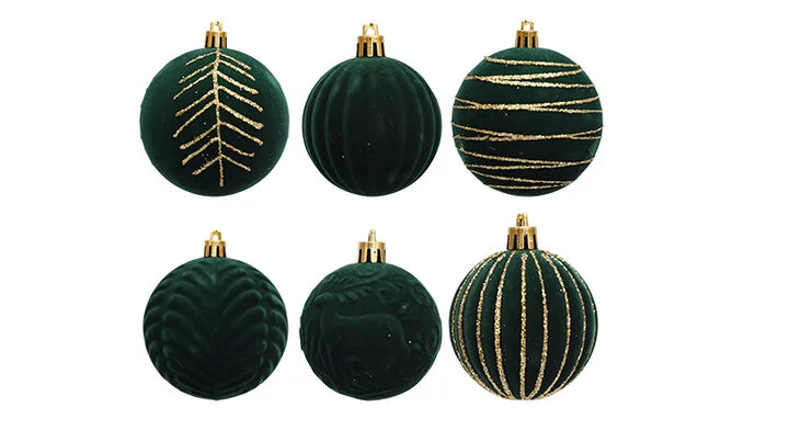 6/12pcs 6cm Christmas Ball Ornaments – Wine Red, Dark Green & White Shatterproof Tree Decorations