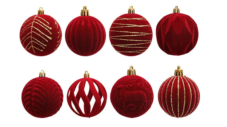 6/12pcs 6cm Christmas Ball Ornaments – Wine Red, Dark Green & White Shatterproof Tree Decorations