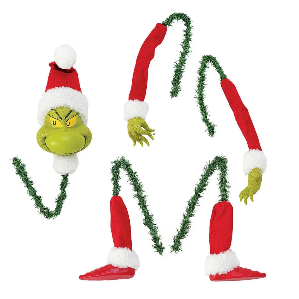 Grinch & Elf Christmas Tree Topper – Head, Arms & Legs Decoration for Xmas Tree & Party