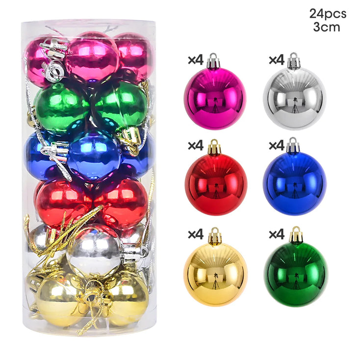 24pcs 3cm Christmas Tree Ornaments – Mini Hanging Ball Decorations