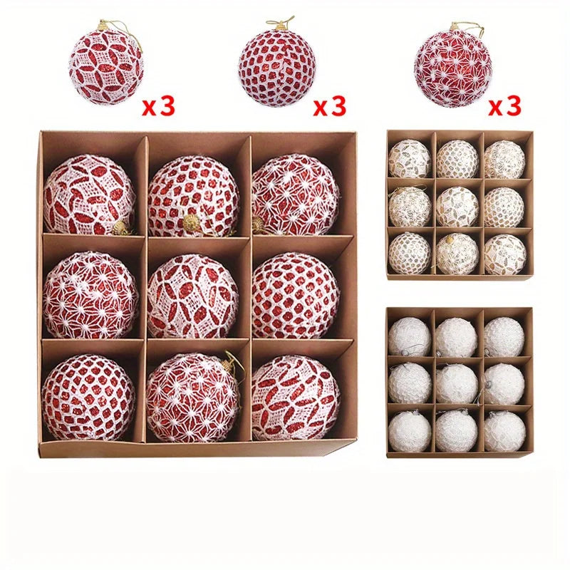 9pcs 8cm Colorful Christmas Ball Ornaments – Shatterproof Tree Decorations
