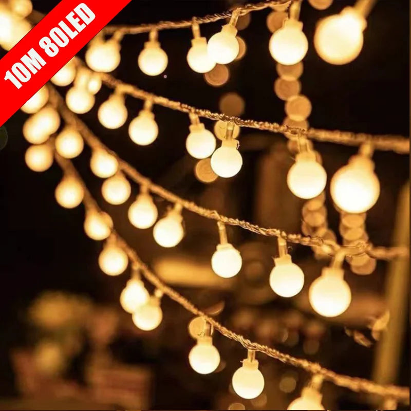 10M Globe Fairy Lights – USB/Battery String Lights for Christmas, Garden & Indoor Decor