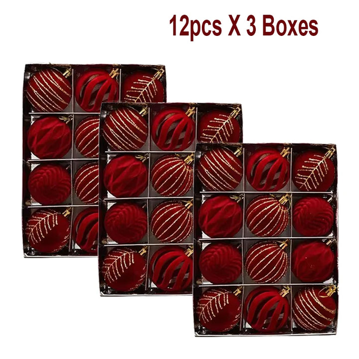 6/12pcs 6cm Christmas Ball Ornaments – Wine Red, Dark Green & White Shatterproof Tree Decorations