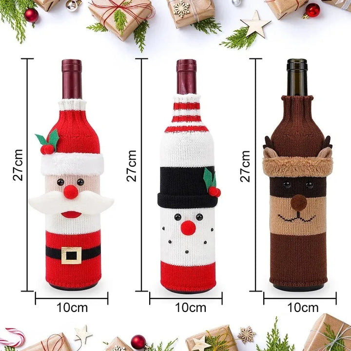 Christmas Wine Bottle Covers – Santa & Snowman Holiday Decor Bags