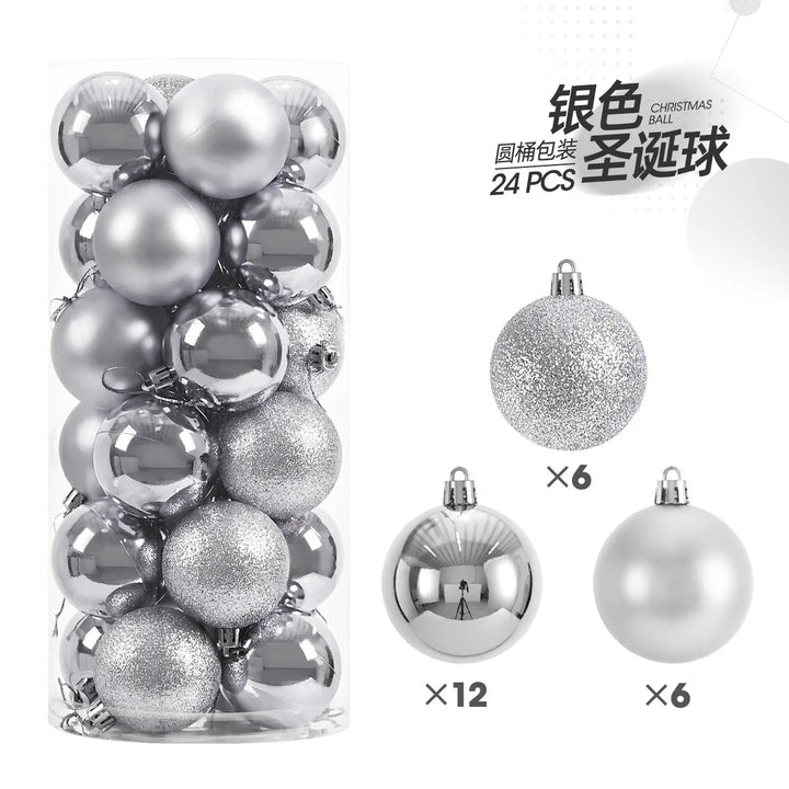 24pcs 3cm Christmas Tree Ornaments – Mini Hanging Ball Decorations