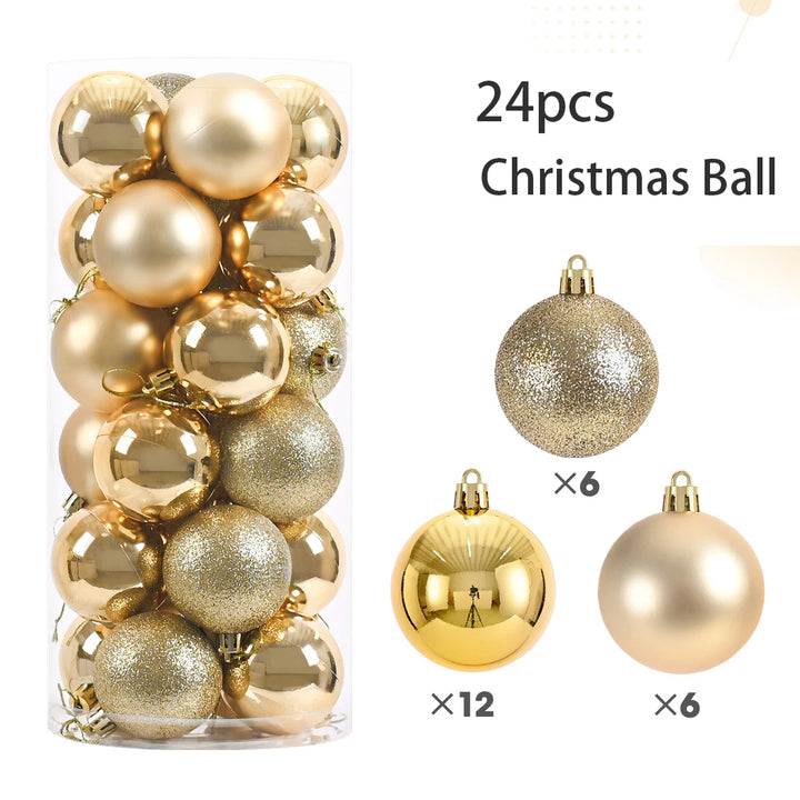 24pcs 3cm Christmas Tree Ornaments – Mini Hanging Ball Decorations