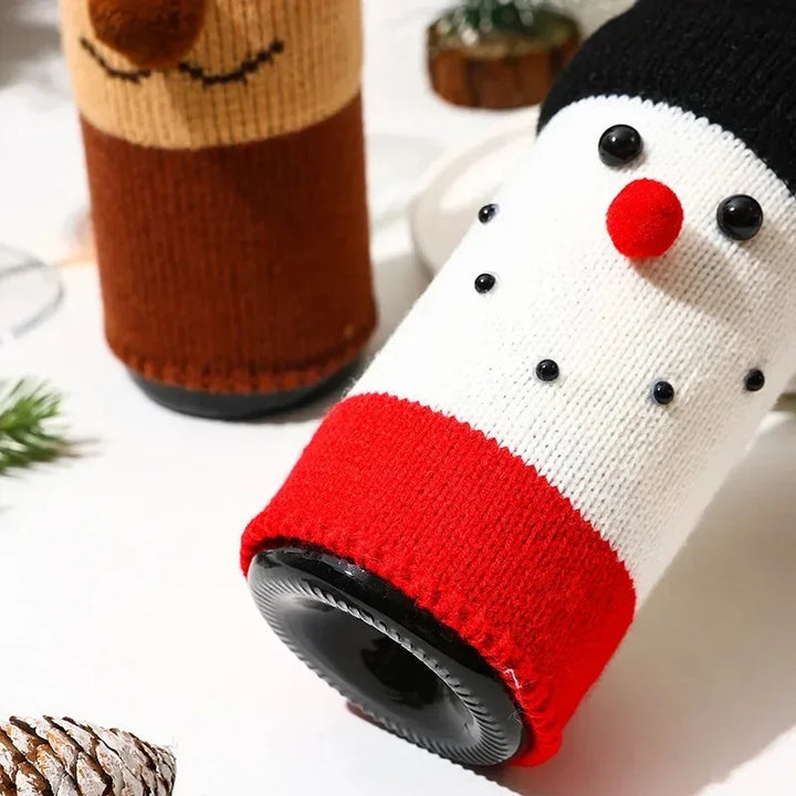Christmas Wine Bottle Covers – Santa & Snowman Holiday Decor Bags