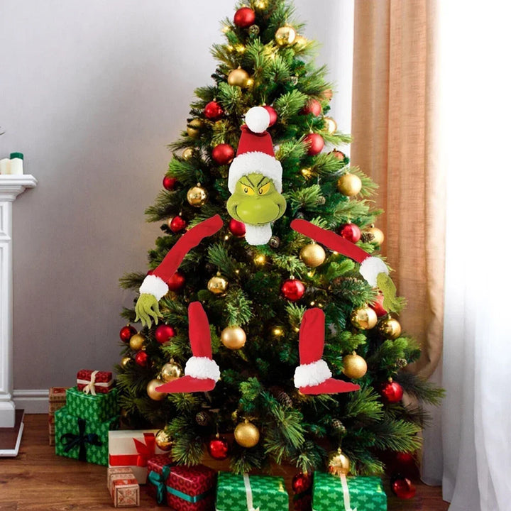 Grinch & Elf Christmas Tree Topper – Head, Arms & Legs Decoration for Xmas Tree & Party